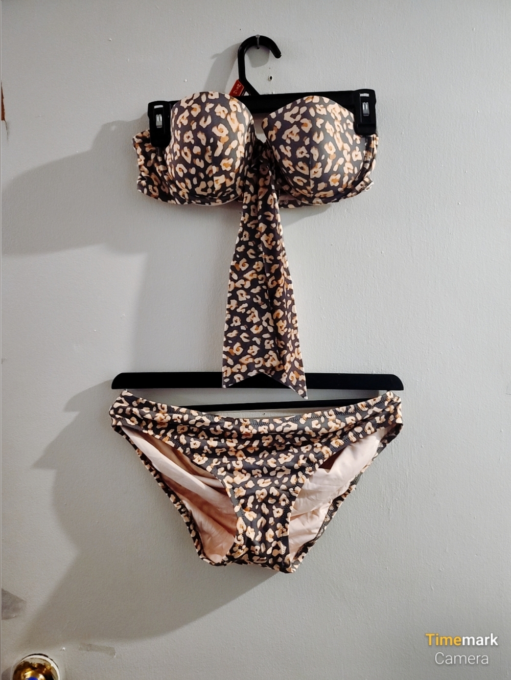Shade & Shore Leopard Print Bikini Set in Black and Tan